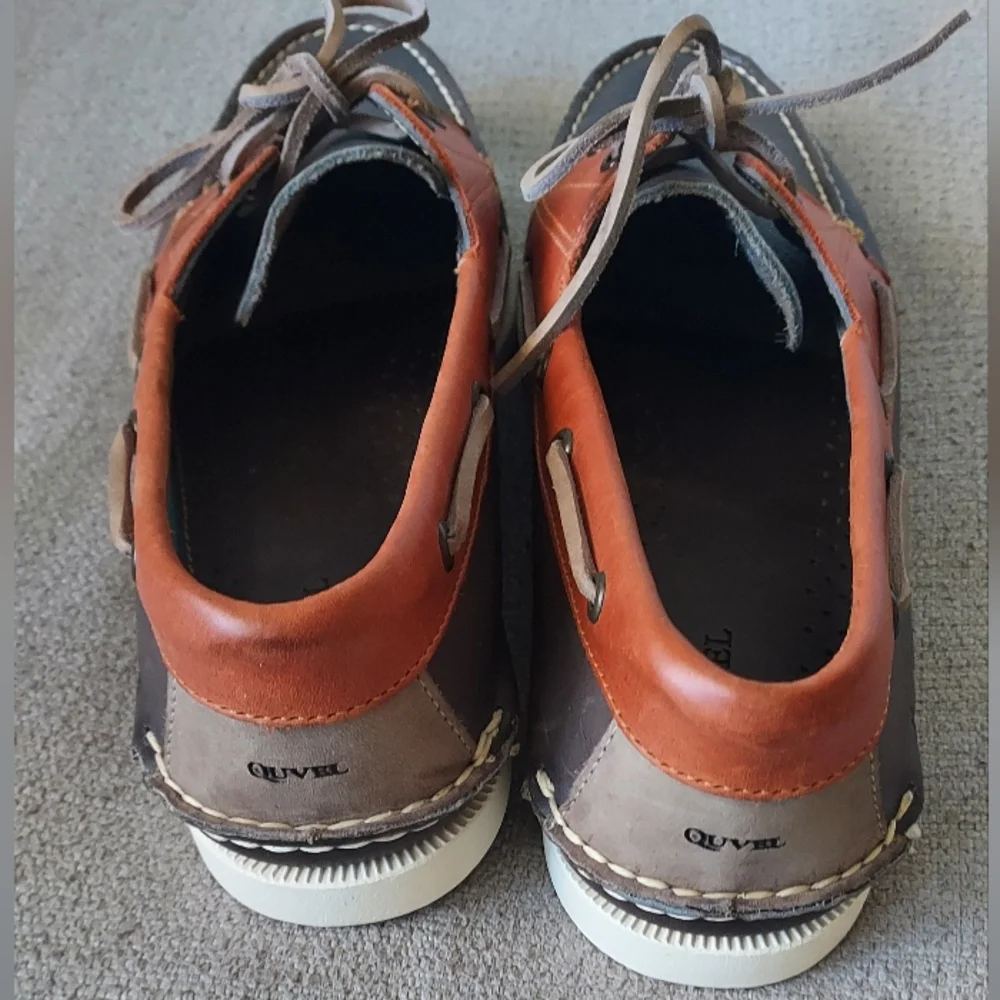 Quvel Men's Leather Brown Boat Shoes Sz-12